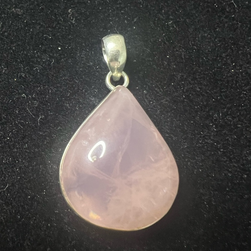 925 STERLING SILVER ROSE QUARTZ PENDANT